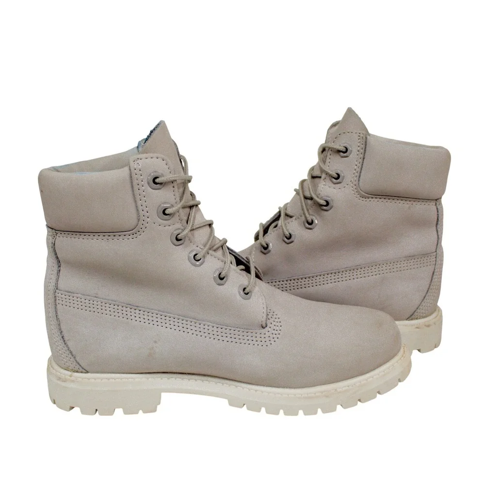 Women's Timberland Size 7.5 Gray 6 Inch Premium Leather Boots GUC - Picture 10 of 15